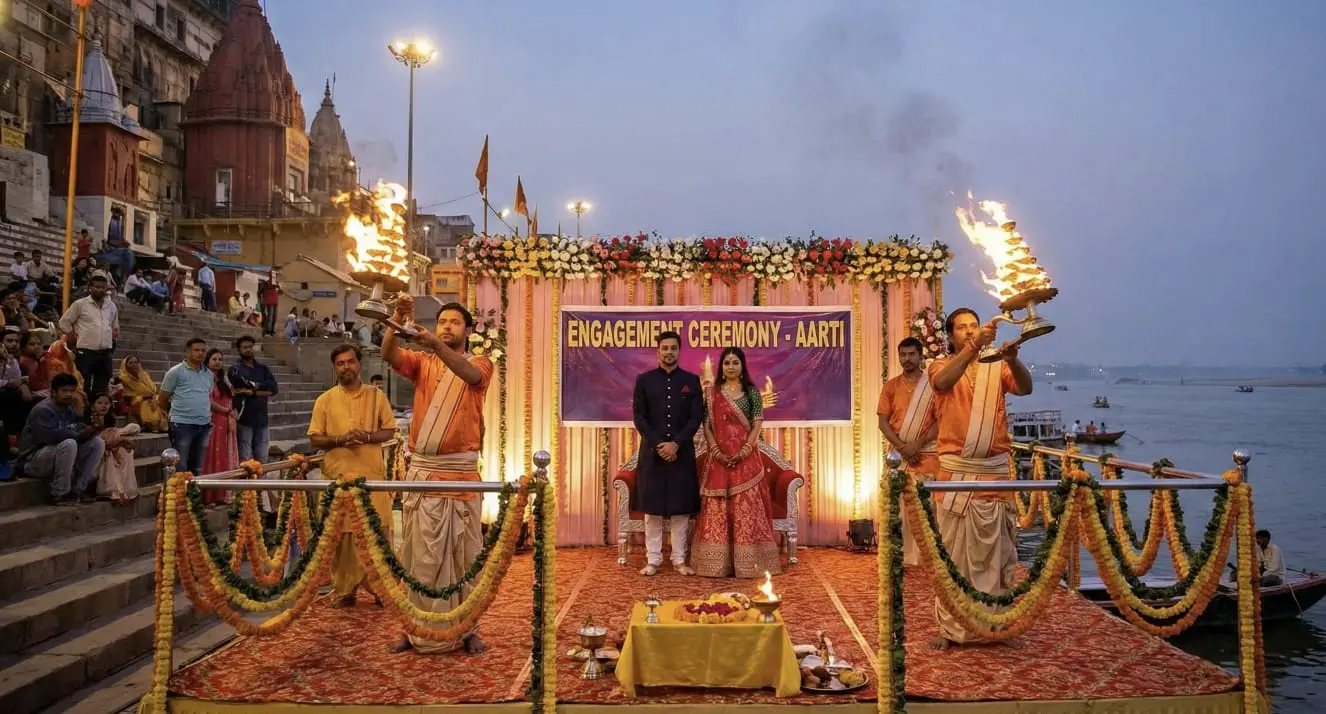 Ganga Aarti for Engagement - sacred engagement ritual performed by Pandit Ji